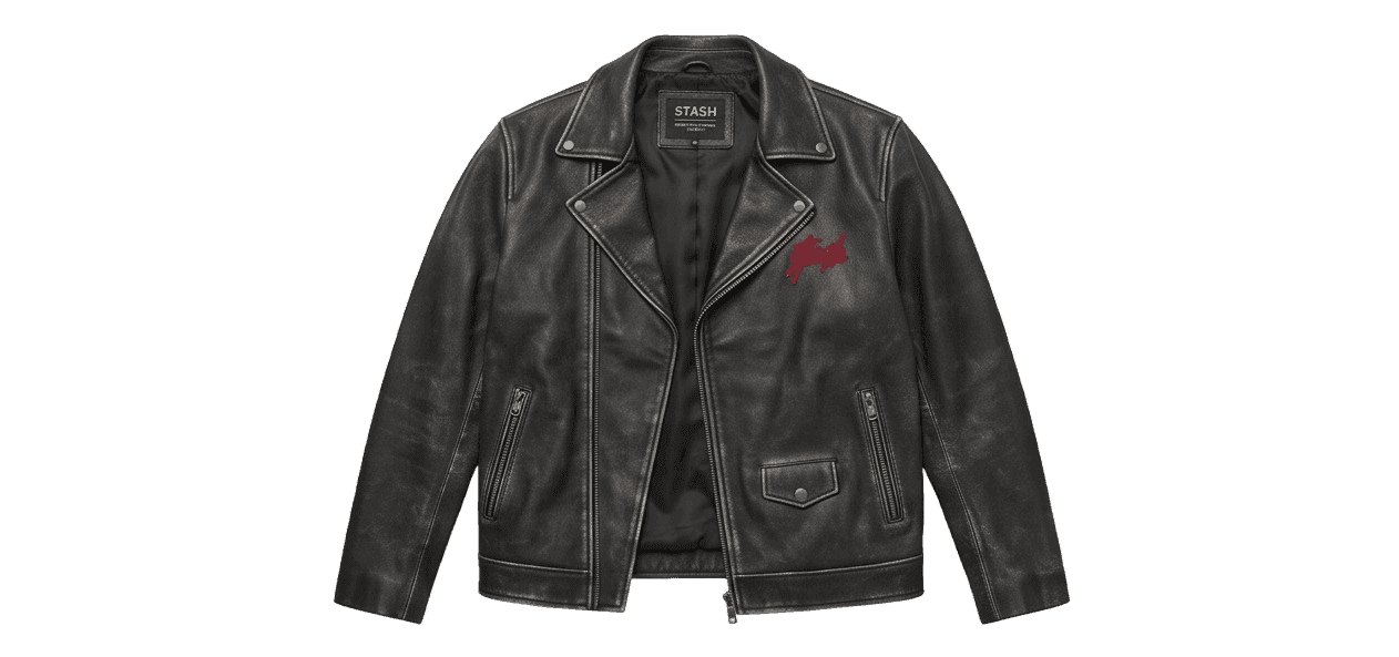 Stash Embroidered Leather Biker Jacket